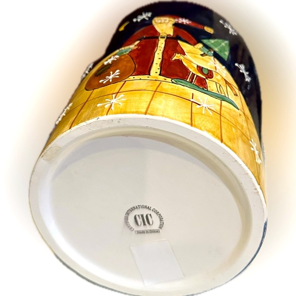 NEW VTG RARE CIC CERAMIC SANTA CLAUS APOTHECARY TRASH WAIST BASKET PUNCH BOWL - Picture 4 of 9